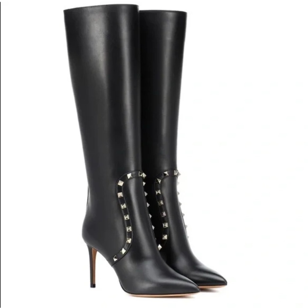 Valentino Rockstud Tall Leather Boots